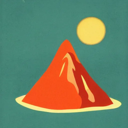 Prompt: 1960s minimalist illustration of a volcano with a lot of lava