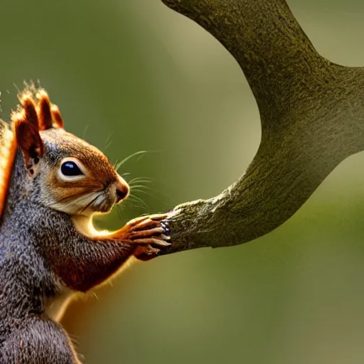 Image similar to A digital art of a squirrel pretending to be a human