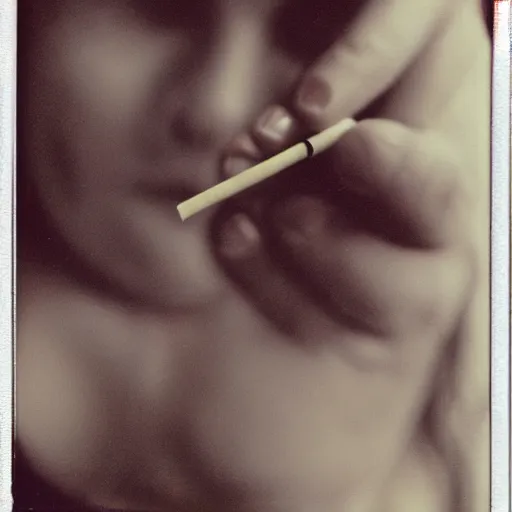 Image similar to a photo of woman hand with a cigarette, polaroid,