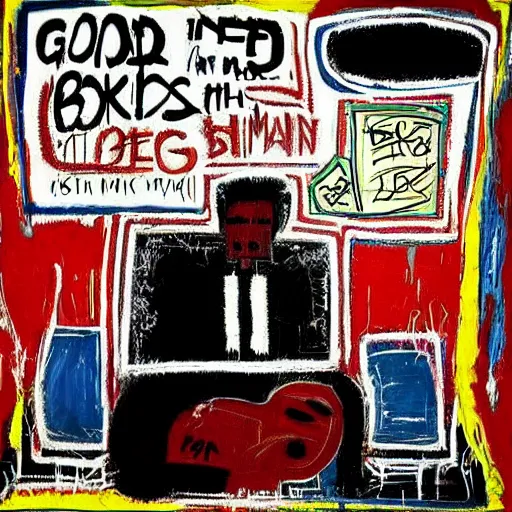 Image similar to God is a homeless man riding the subway by Jean Michel Basquiat