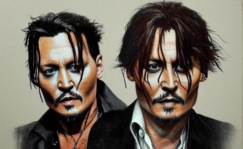 Prompt: a painting of johnny depp made of food trending on artstation in the style of greg rutkowski