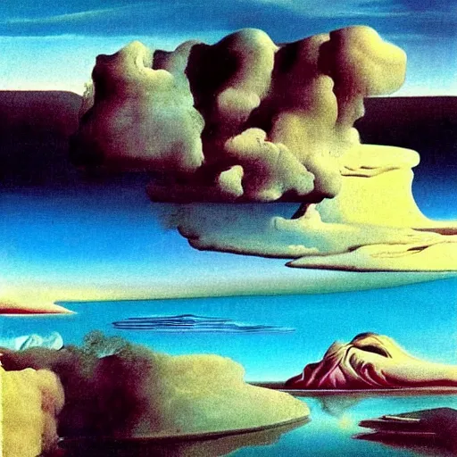 Prompt: an aesthetic vaporwave landscape by Salvador Dali, Pastel colors