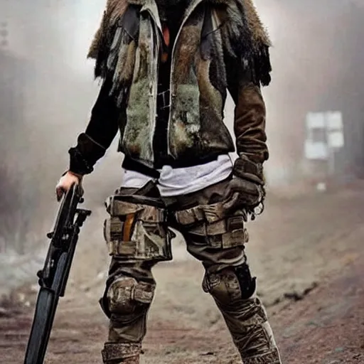 Image similar to post-apocalyptic fashion outfit