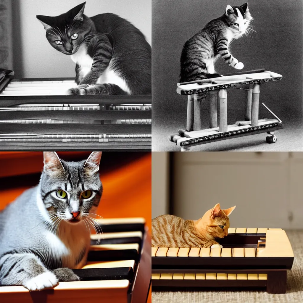 Prompt: a cat playing a marimba