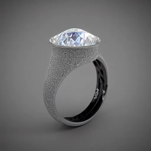 Image similar to diamond magic ring fantasy item, 8 k, fantasy, realistic, volumetric lighting, mood lighting, product view, rendered in cinema 4 d