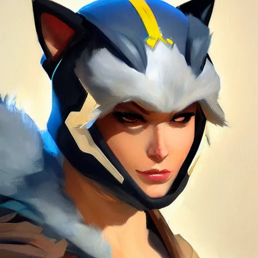 Image similar to greg manchess portrait painting of partially armored purrfect protagonist cat as overwatch character, medium shot, asymmetrical, profile picture, organic painting, sunny day, matte painting, bold shapes, hard edges, street art, trending on artstation, by huang guangjian and gil elvgren and sachin teng