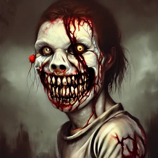 Image similar to young aphex twin as a smiling zombie wearing a dress, 7 days to die zombie, gritty background, fine art, award winning, intricate, elegant, sharp focus, cinematic lighting, digital painting, 8 k concept art, art by michael hussar, art by brom, art by guweiz and z. w. gu, 8 k