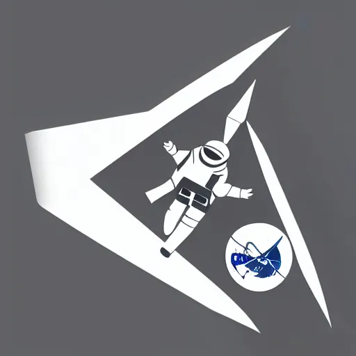 Prompt: origami logo of an astronaut, vector, monochromatic, one line art, sharp focus
