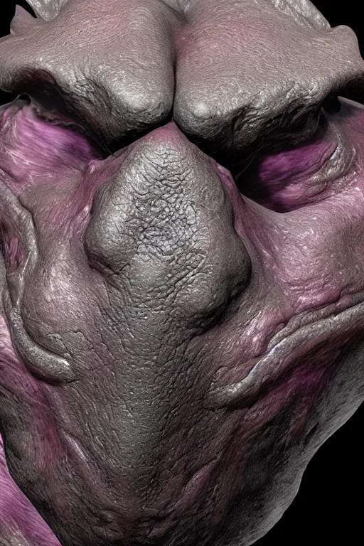 Image similar to close up beautiful zbrush scupt of a zergling's battle worn face