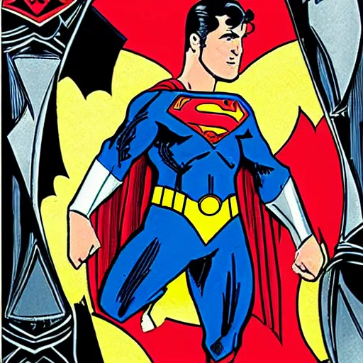 Prompt: batman playing cards with superman, by ty templeton, comic book art