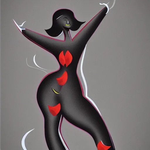 Image similar to curvaceous chilli pepper woman dancing in the style of chris sanders