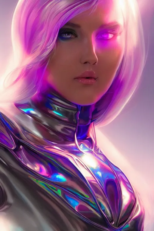 Image similar to Amanda 89asdjkqw in a metallic futuristic spacesut highly detailed digital painting artstation character concept art by artgerm and greg rutkowsi, holographic neon highlights