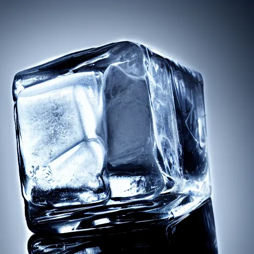 Prompt: photo of an ice cube