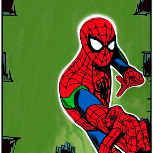 Image similar to green red spider man in Dhaka comic book art style by Stan Lee