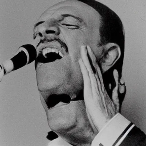 Prompt: Sigmund Freud singing like Freddie Mercury