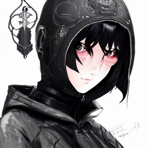 Image similar to techwear occultist, chaos magick, leviathan cross, androgynous, beautiful, detailed symmetrical close up portrait, intricate complexity, in the style of artgerm and ilya kuvshinov, cel shaded