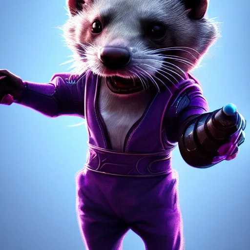 Image similar to a anthropomorphic ferret is thanos, hyperdetailed, artstation, cgsociety, 8 k