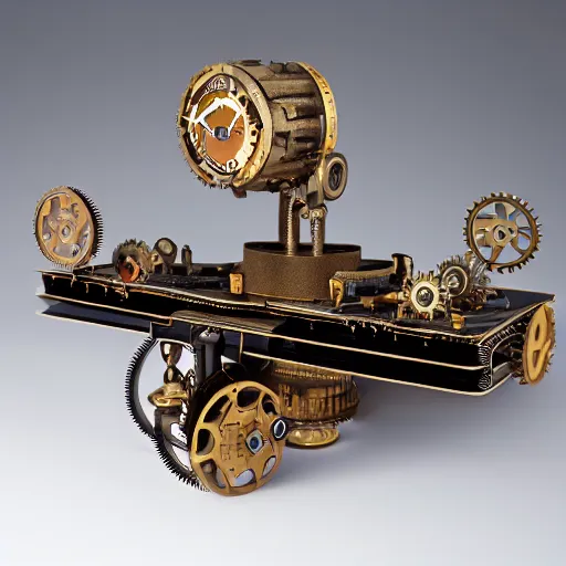 Image similar to steampunk clockwork flying hovercraft 35mm 8k product photo