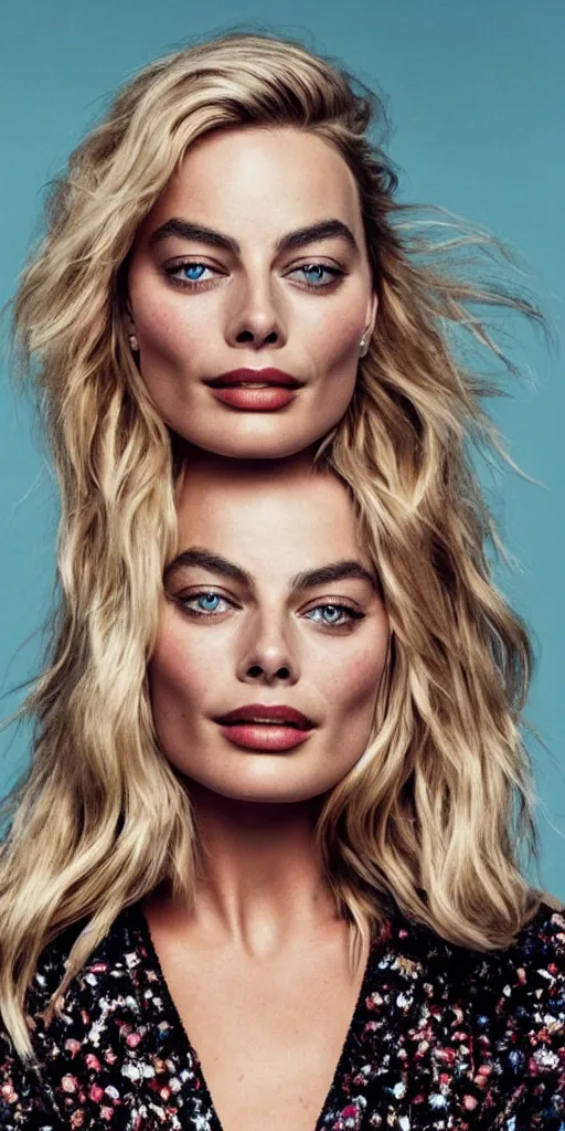 Image similar to a portrait of margot robbie, vogue cover, highly detailed