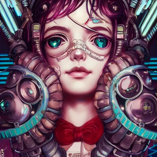 Prompt: Lofi BioPunk BioShock portrait of anime waifu style by Tristan Eaton Stanley Artgerm and Tom Bagshaw