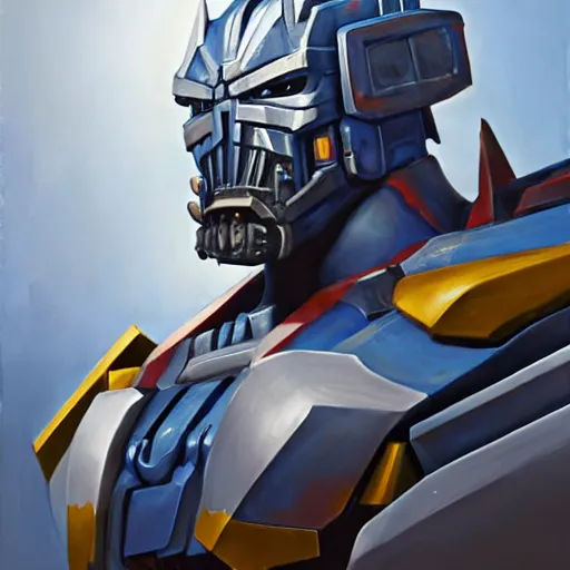 Image similar to greg manchess portrait painting of evil optimus prime the transformer as overwatch character, medium shot, asymmetrical, profile picture, organic painting, sunny day, matte painting, bold shapes, hard edges, street art, trending on artstation, by huang guangjian, gil elvgren, ruan jia, greg rutkowski, gaston bussiere