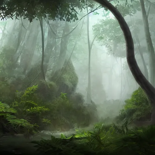 Image similar to Wild misty jungles, 8k, detailed, concept art, trending on artstation