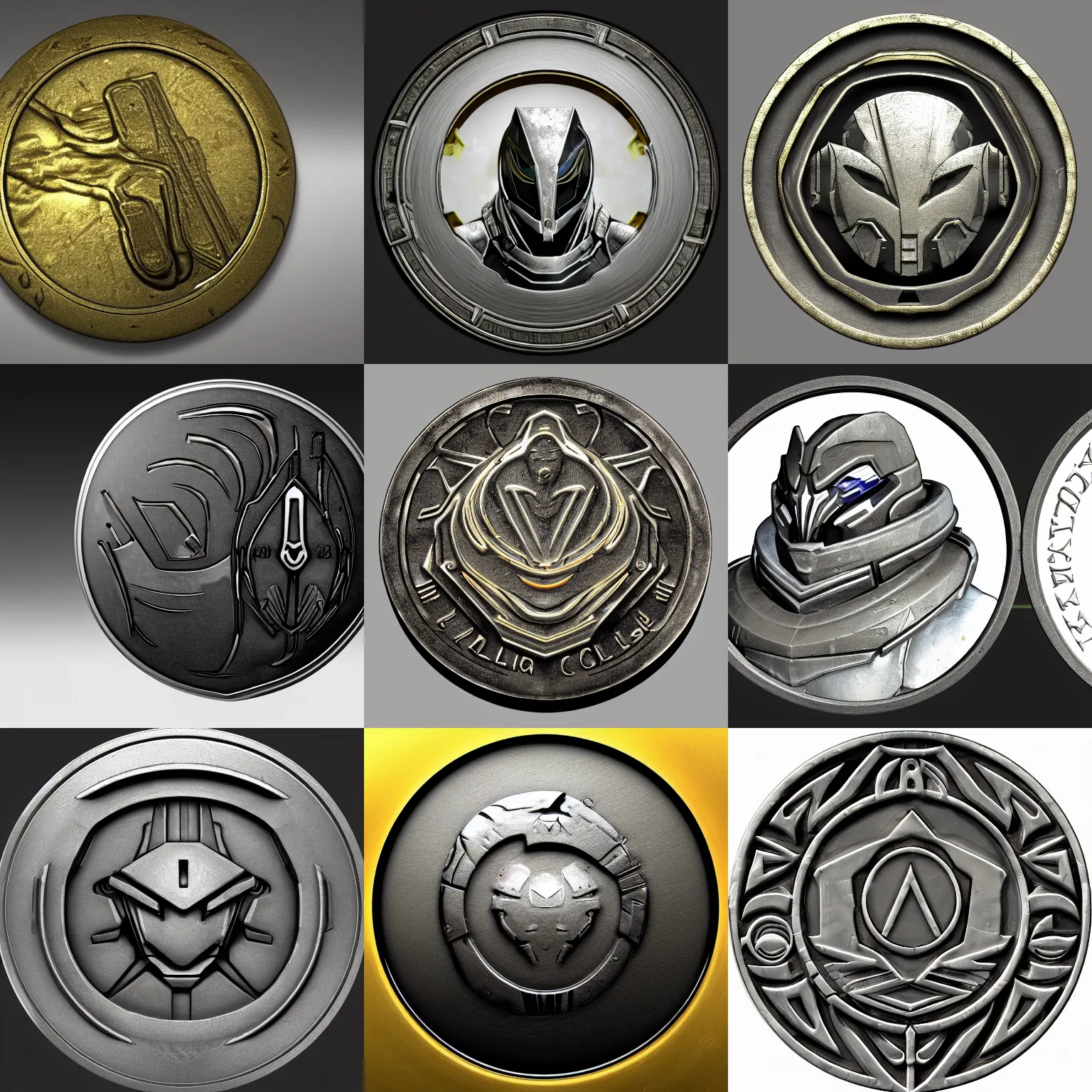 Prompt: a coin in the style of the Corpus Collective from Warframe, ultra realistic, highly detailed, 4k quality photo