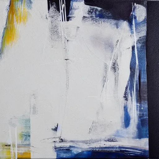 Image similar to abstract expressionist minimalist painting, interesting relationship within the composition, gestural lines, minimalism, white sketchbook style, paint on canvas, power washed texture, masterpiece, by secundino hernandez