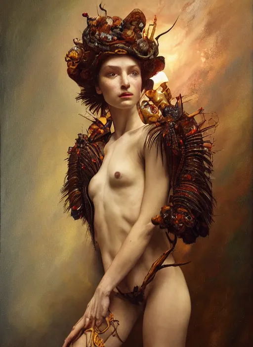 Image similar to highly detailed oil painting | very intricate | cinematic lighting | award - winning | shamanic technician fashion by alexander mcqueen | by roberto ferri, by tom bagshaw, by j. c. leyendecker and klimt, american romanticism, by austin osman spare, artstation, cgsociety, official art, octane