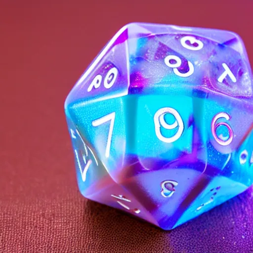 Image similar to d20 dice surrounded by magical glow