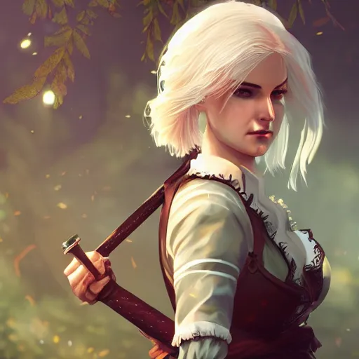 Prompt: portrait of ciri from the Witcher 3, forest landscape, night time, ambient lighting, 4k, anime key visual, lois van baarle, ilya kuvshinov, rossdraws, artstation