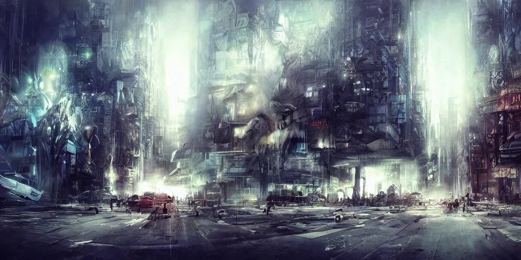 Image similar to Dystopian city, by ryohei hase