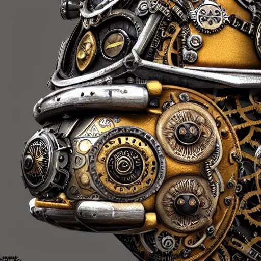 Image similar to A steampunk pikachu made from ornate engraved full plate armor and gears and jewels, macro shot by Justin Gerard, extremely detailed and intricate,unreal engine, physically based rendering