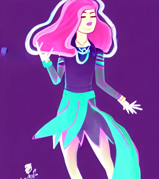 Image similar to female character inspired by 9 0's fashion and by madeline from celeste, art by rossdraws