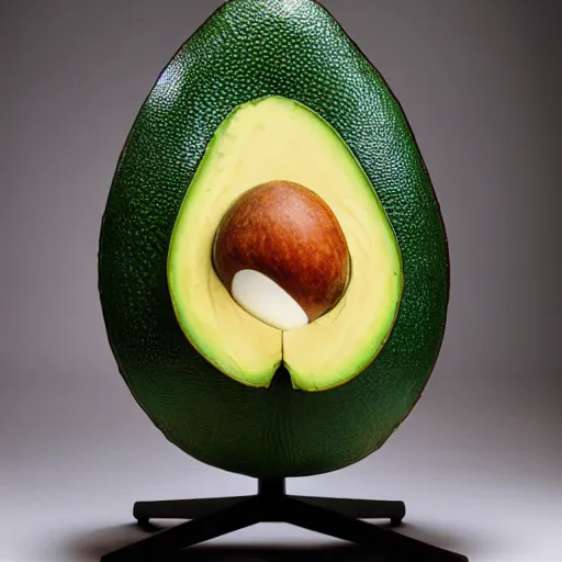 Prompt: a chair shaped like an avocado, 8 k, high definition, extremely detailed, photo realistic