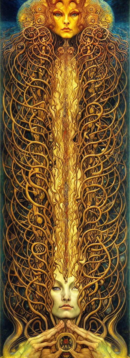 Image similar to Divine Chaos Engine by Karol Bak, Jean Delville, William Blake, Gustav Klimt, and Vincent Van Gogh, symbolist, visionary