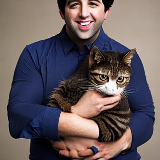 Prompt: josh peck, holding a small cat