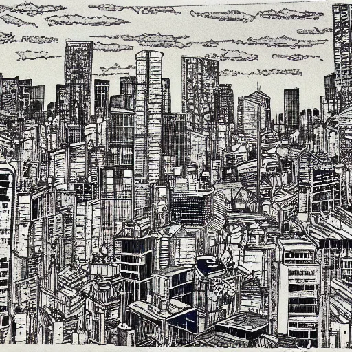 Image similar to a city by q hayashida, highly detailed, cityscape