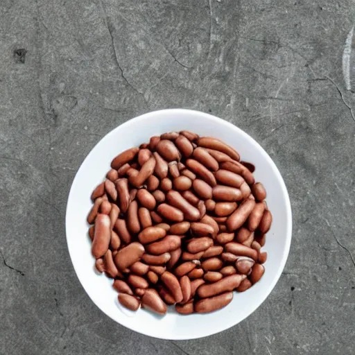 Prompt: cup of beans on a table