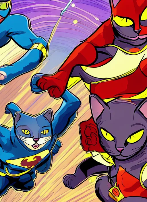 Image similar to cat super hero comic 4k high details