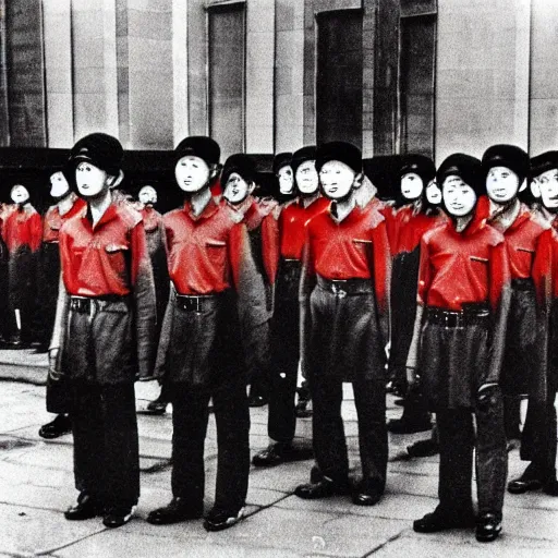 Prompt: The Red Guards are members of the student and school youth detachments created in 1966-1967 in China. Social realism.