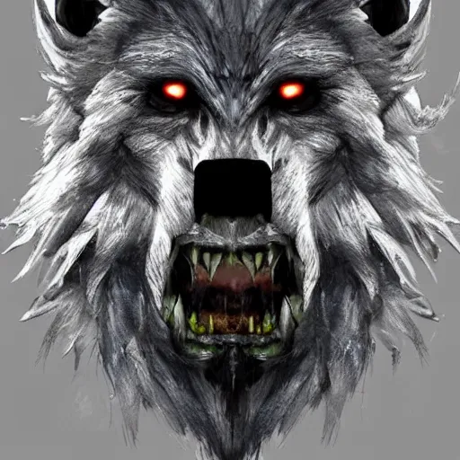 Image similar to a scraggly friendly but foreboding looking werewolf stares at you with a hungry look trending on artstation