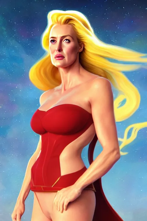 Image similar to polished sweaty she - ra : : gillian anderson kate upton : : christina hendricks body : : weta disney pixar movie still photo : : hi - fructose, sci fi, fantasy, decadent highly - detailed digital painting, golden ratio, octane render, artstation, smooth, sharp focus, artgerm, mucha, loish, wlop : :