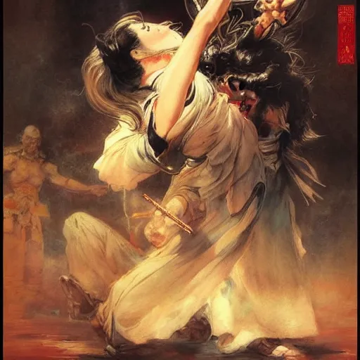 Image similar to ludwig van beethoven, wuxia, character design, painting by gaston bussiere, katsuya terada, frank frazetta, tom of finland, trending on artstation