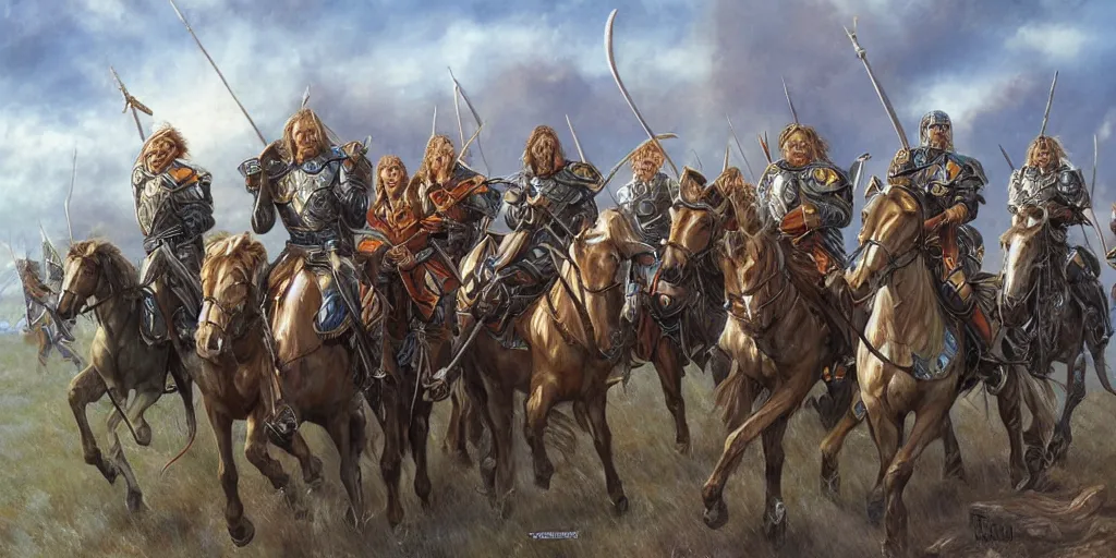 Image similar to noble warrior riders of Rohan by Mark Brooks, Donato Giancola, Victor Nizovtsev, Scarlett Hooft, Graafland, Chris Moore