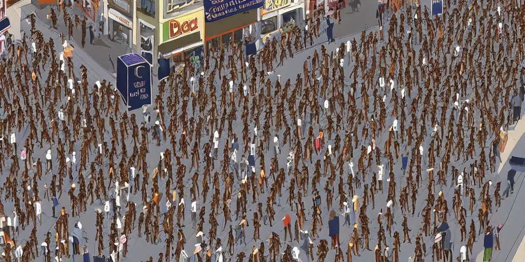 Prompt: a crowd of cats protesting in a busy street, 3d detailed, digital art