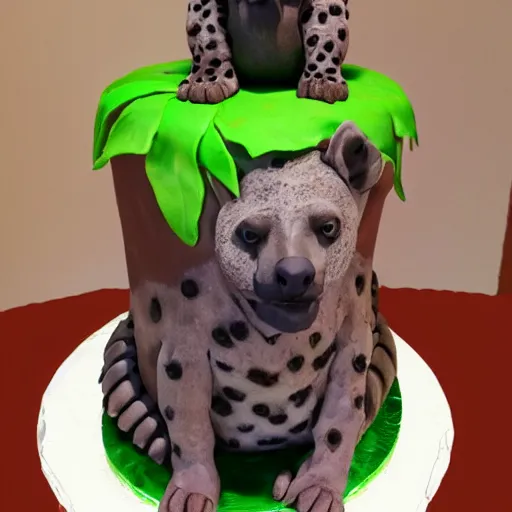 Image similar to birthday cake with hyena sitting on top