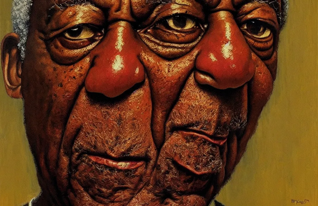 Image similar to portrait of bill cosby!!!!!!!!!!!!!!!!!!!!!!!!!!!, detailed face, detailed painting,, epic lighting, by ilya repin, phil hale and kent williams