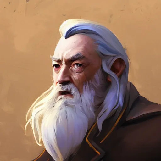 Image similar to greg manchess portrait painting of albus dumbledore as overwatch character, medium shot, asymmetrical, profile picture, organic painting, sunny day, matte painting, bold shapes, hard edges, street art, trending on artstation, by huang guangjian and gil elvgren and sachin teng