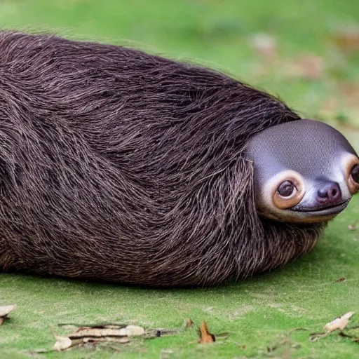 Image similar to a full body photo of an animal which looks half like a slug and half like a sloth